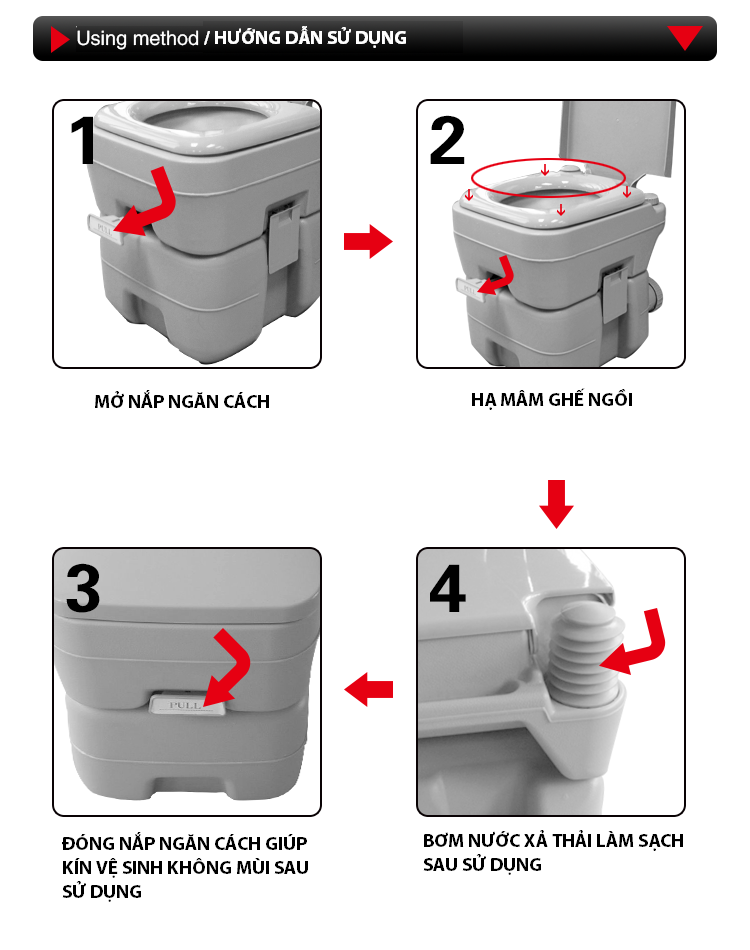 Huong dan su dung Toilet vệ sinh di động cho người già